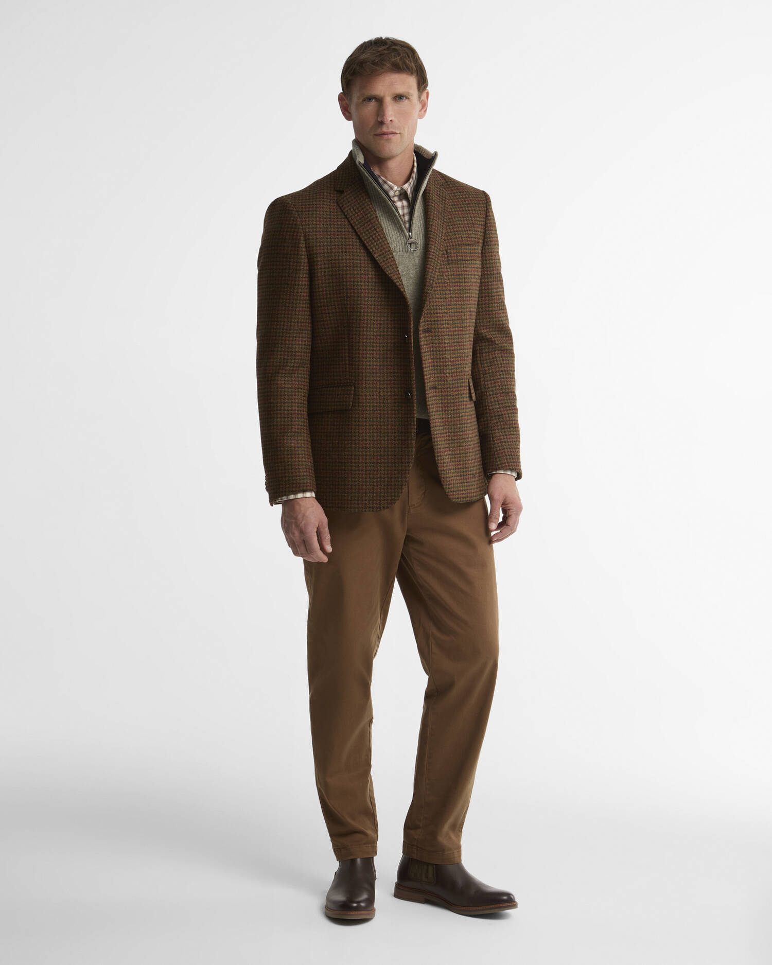 Barbour Blazer Tindle Moons Houndstooth Brown image number 1
