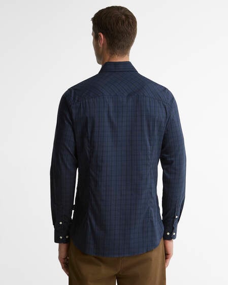 Harleton Tartan Tailored Long-Sleeved Shirt Midnight Loch