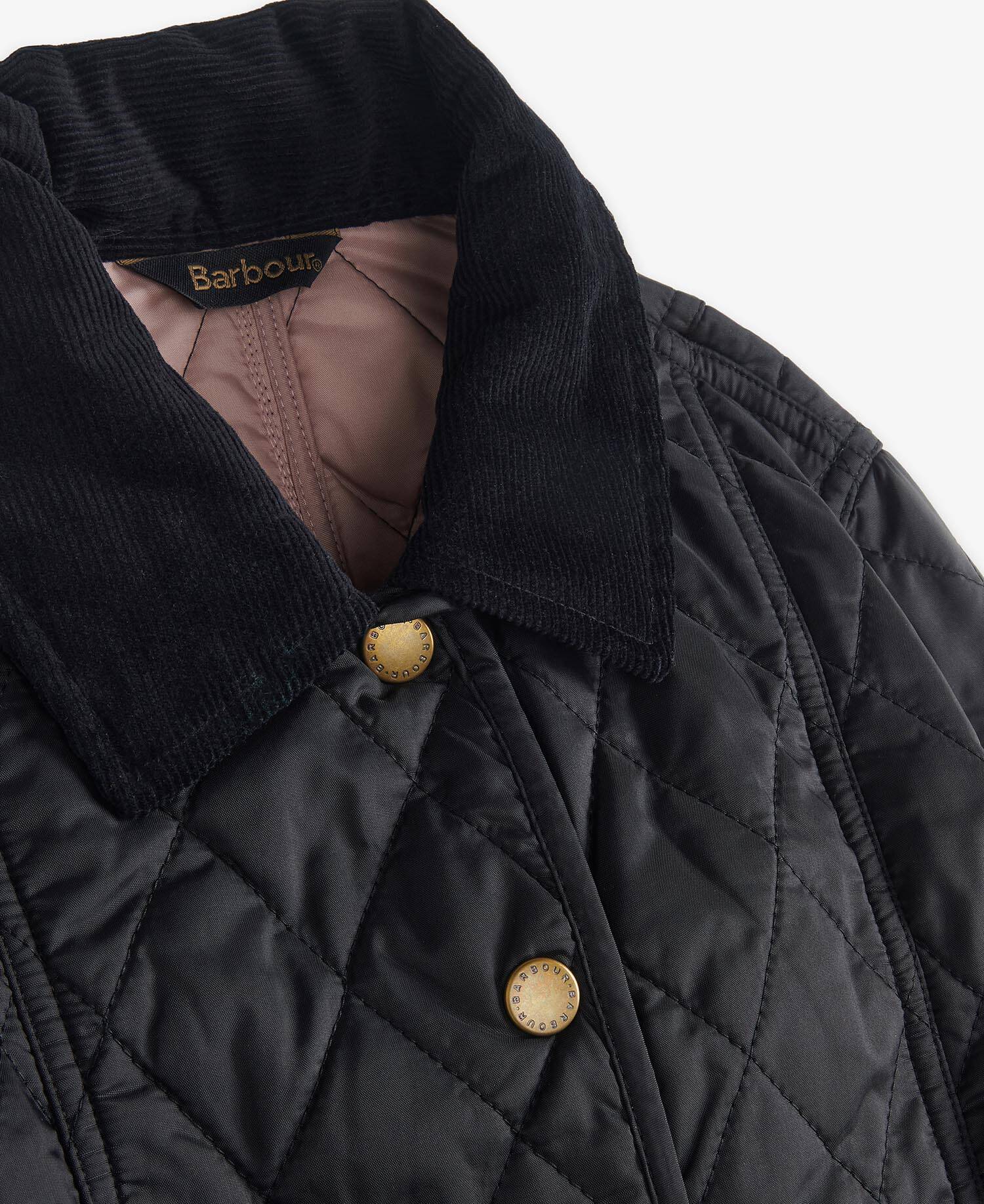 Girls Summer Liddesdale Quilted Jacket Black-Gardenia image number 3