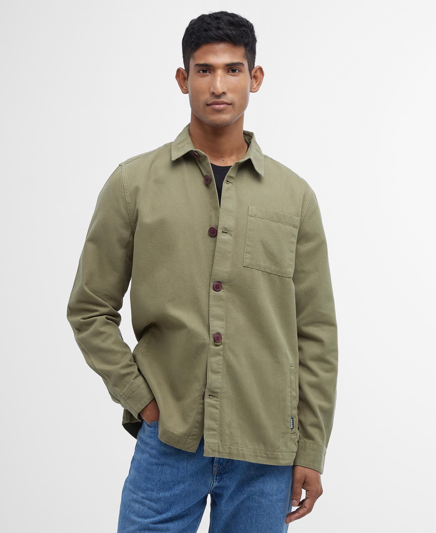 Washed Cotton Overshirt Bleached Olive