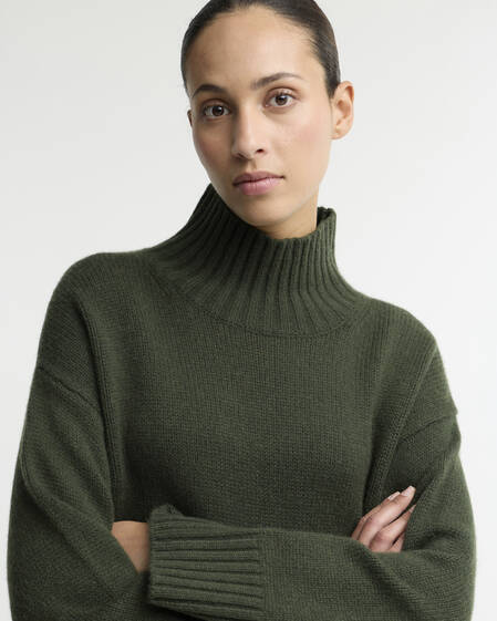 Woodhouse Cashmere-Blend Funnel Neck Jumper Olive