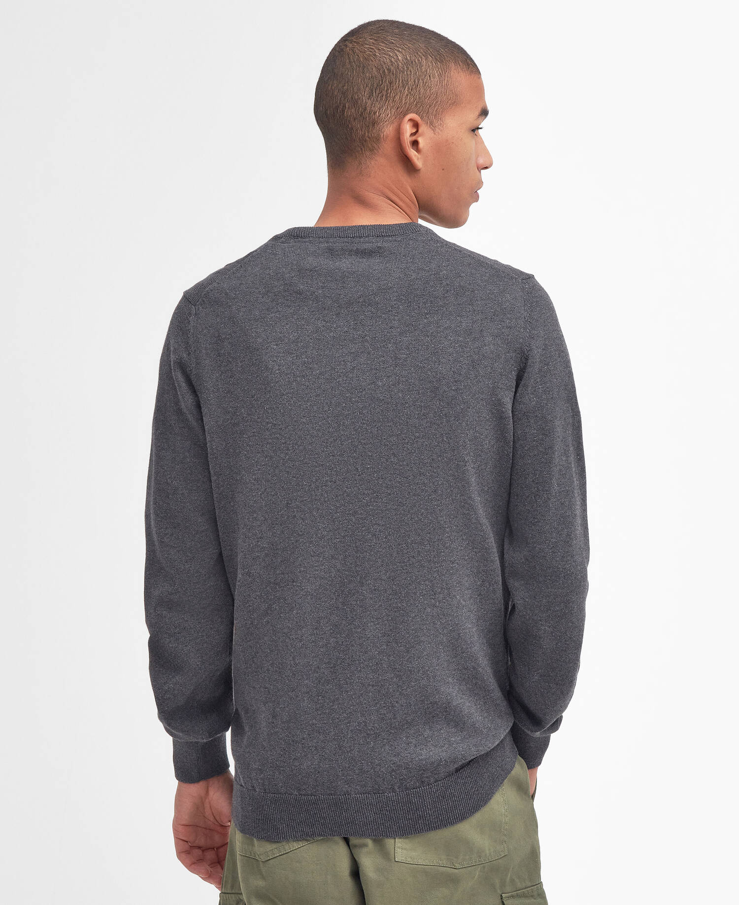 Pima Cotton Crew Neck Jumper Charcoal image number 2