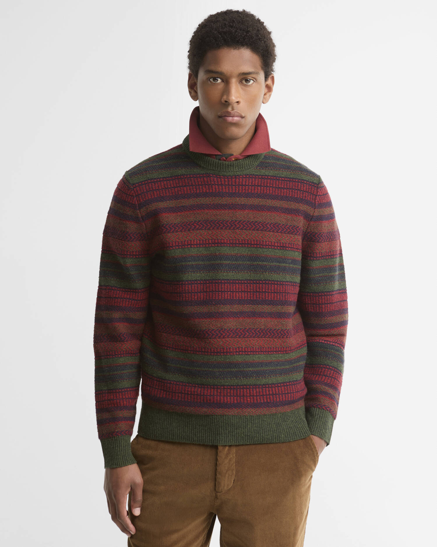Highsted Fair Isle Crew Neck Jumper Sage image number 0
