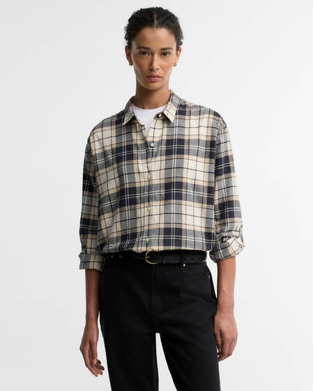 Elishaw Relaxed Long-Sleeved Shirt Lt Birchwood Tartan