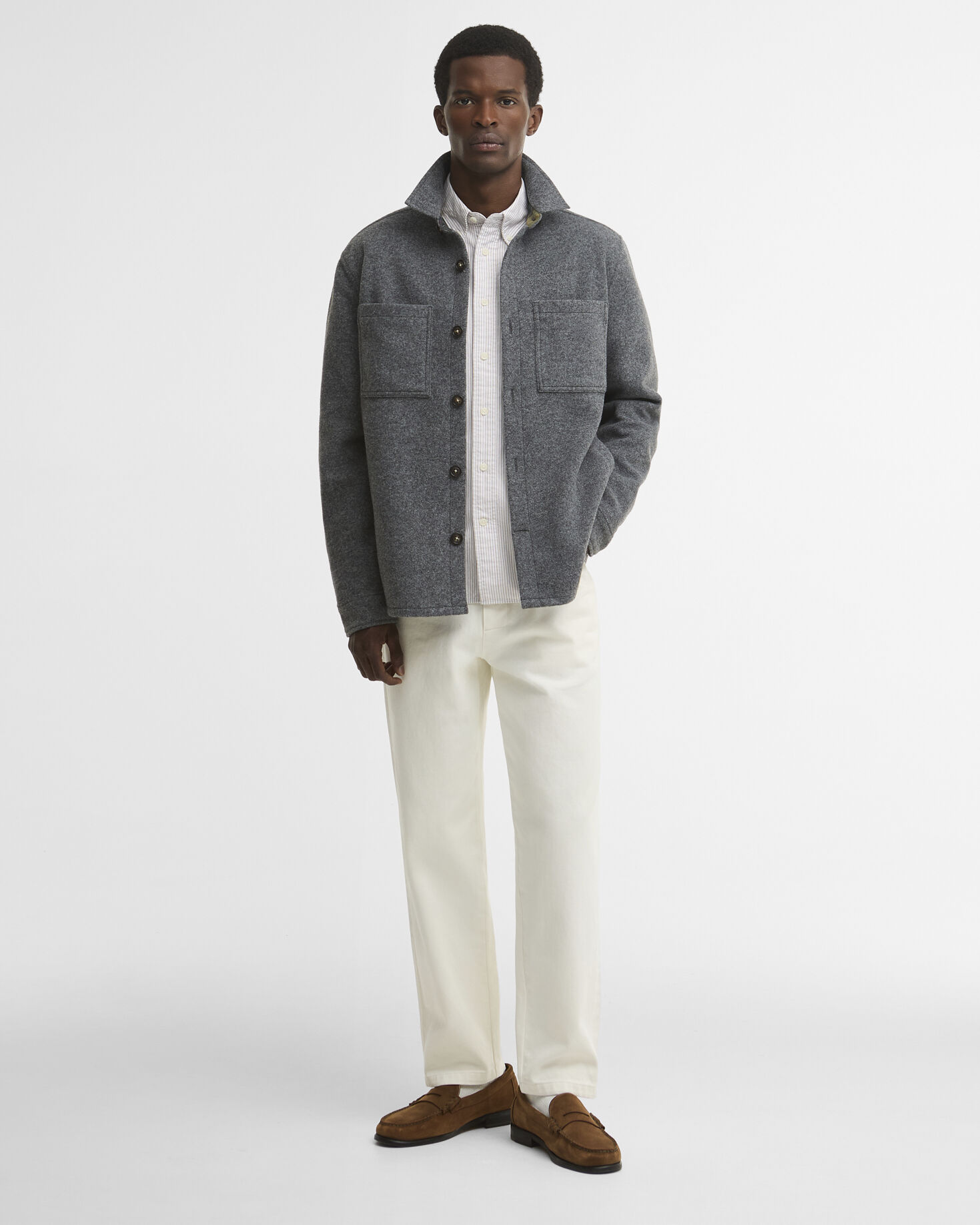Barbour Overshirt Marltown Tailored aus Woll-Mix Dark Grey Marl