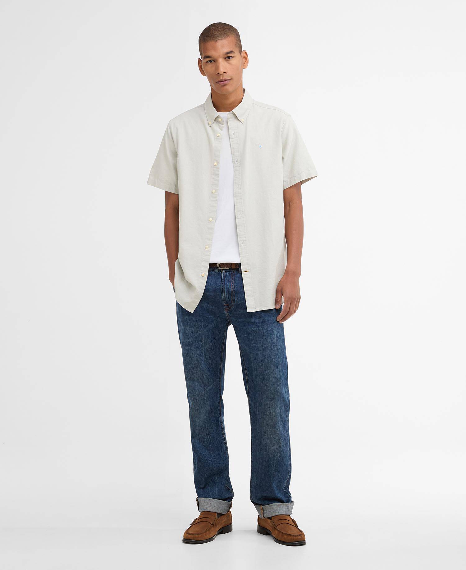 Oxtown Oxford Tailored Short-Sleeved Shirt Sea Green image number 1