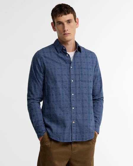 Lantern Tailored Check Long-Sleeved Shirt Navy
