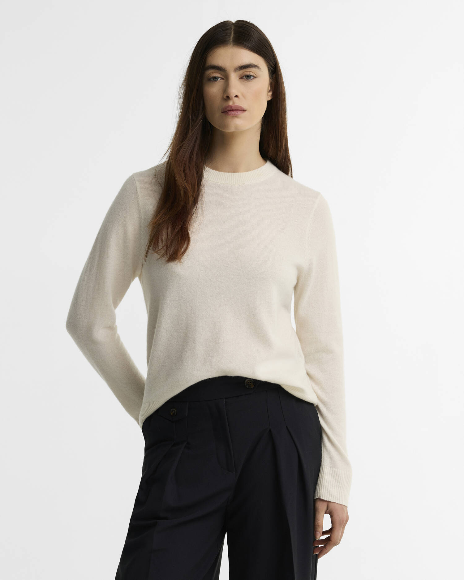 Barbour Kaschmirpullover Penwood Rundhalsausschnitt Ecru image number 0