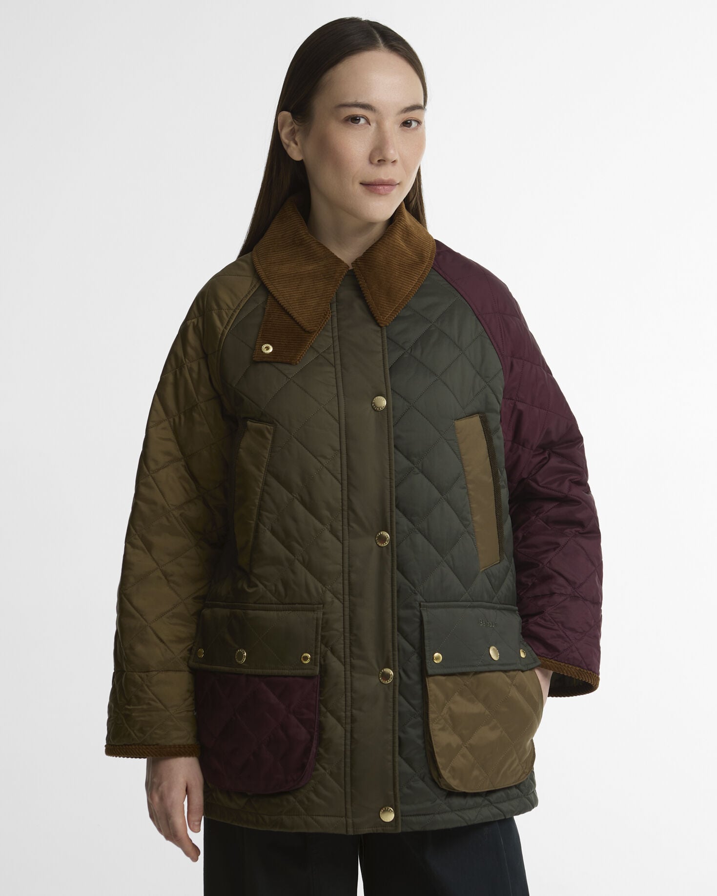 Patchwork Bedale Quilted Jacket Olive/Beech/Dk Olive/Merlot/Classic
