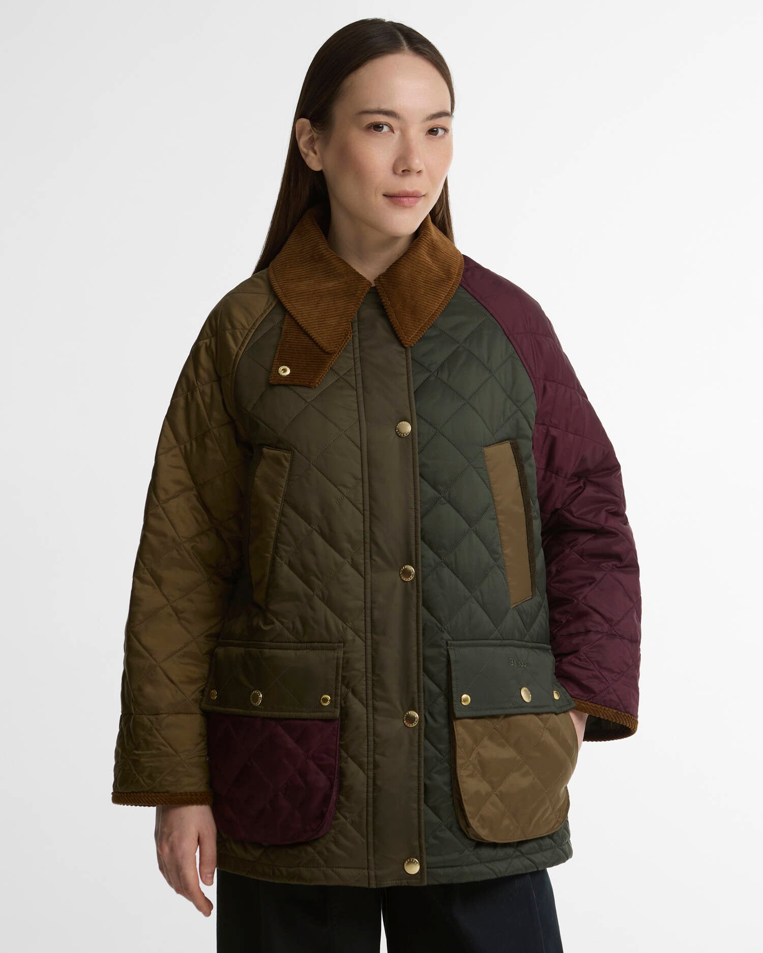 Patchwork Bedale Quilted Jacket Olive/Beech/Dk Olive/Merlot/Classic image number 0
