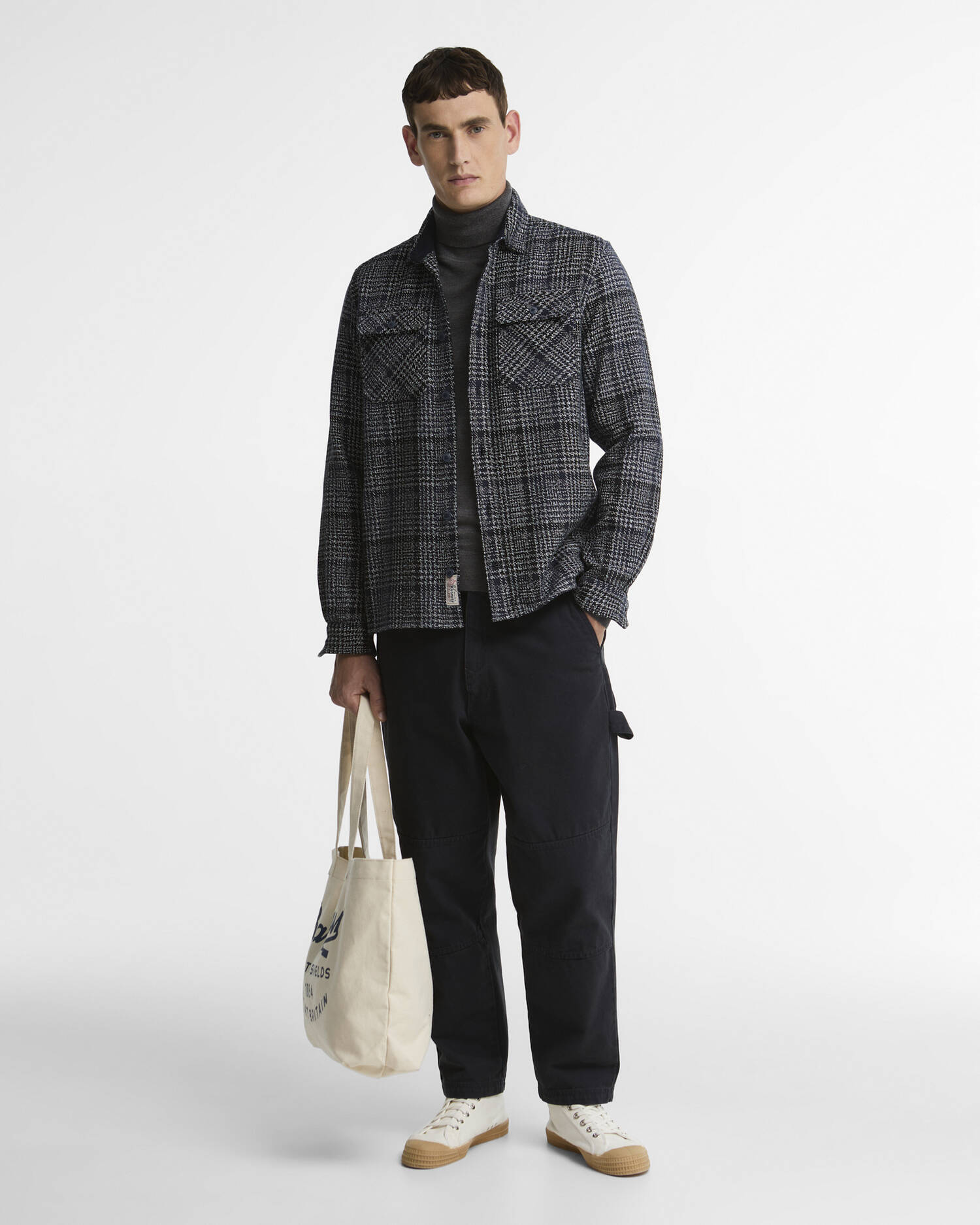 Barbour Hemd Millom Houndstooth Relaxed Fit Grey Marl image number 1