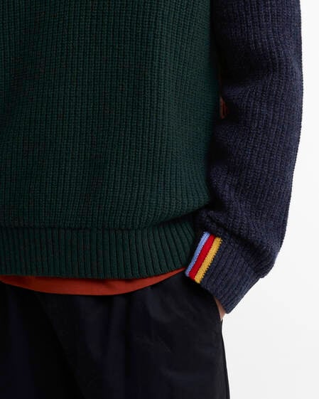 Paul Smith Loves Barbour Tyne Cable-Knit Jumper Bottle Green