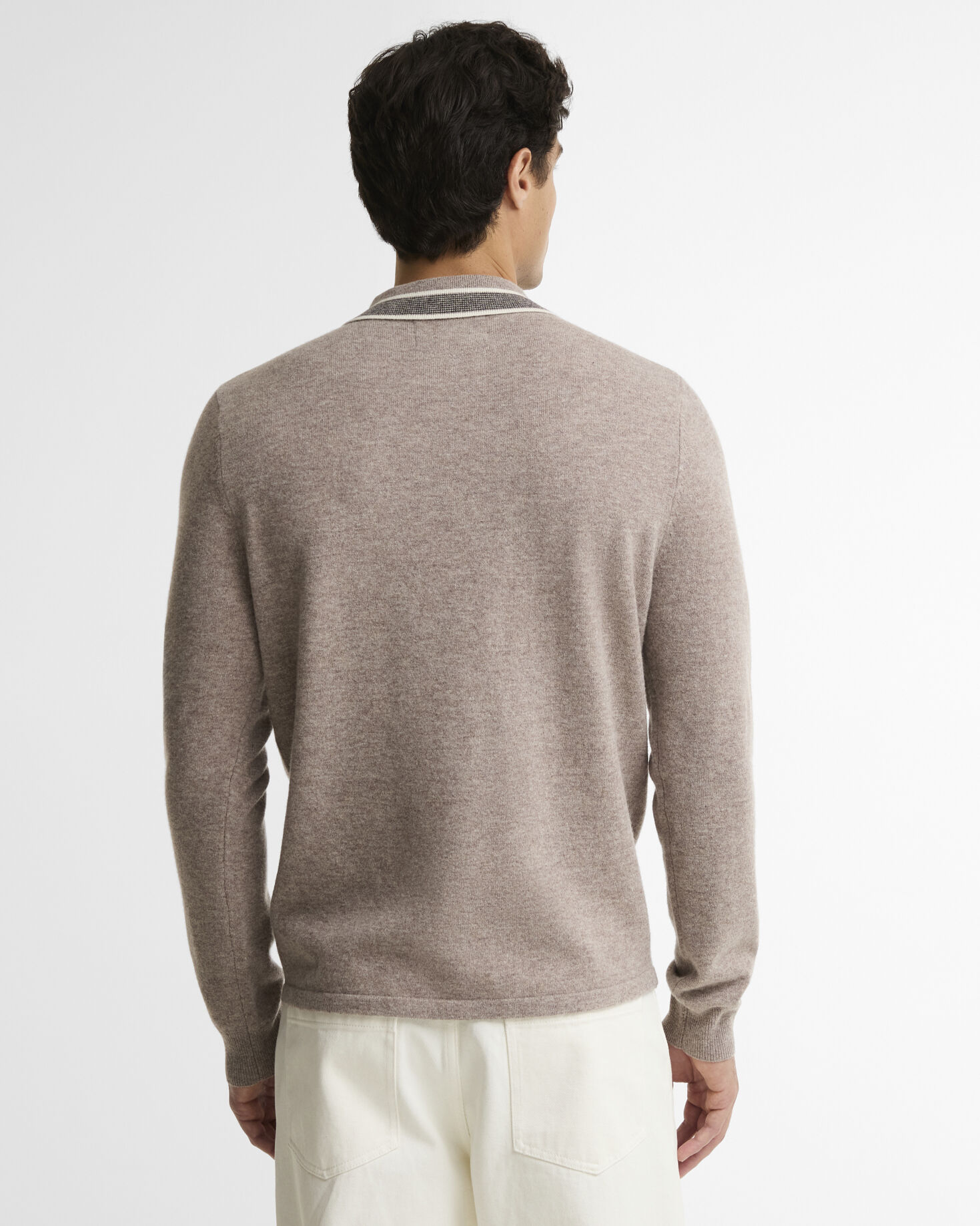 Newport Long-Sleeved Knitted Polo Shirt Concrete