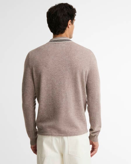 Newport Long-Sleeved Knitted Polo Shirt Concrete