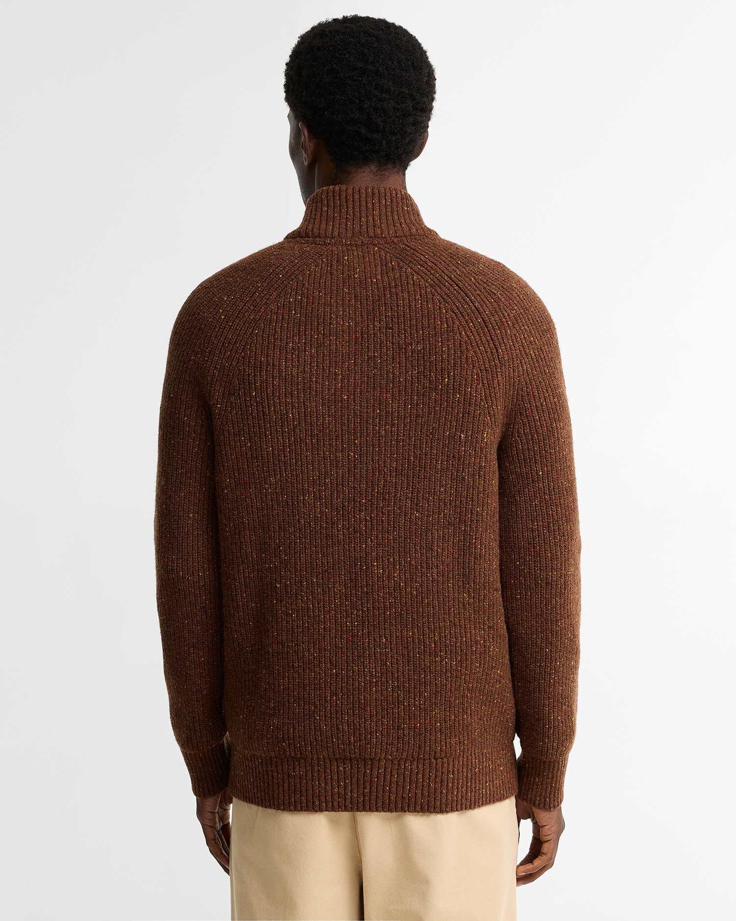 Maglione con zip corta Essentials in lana screziata Bracken