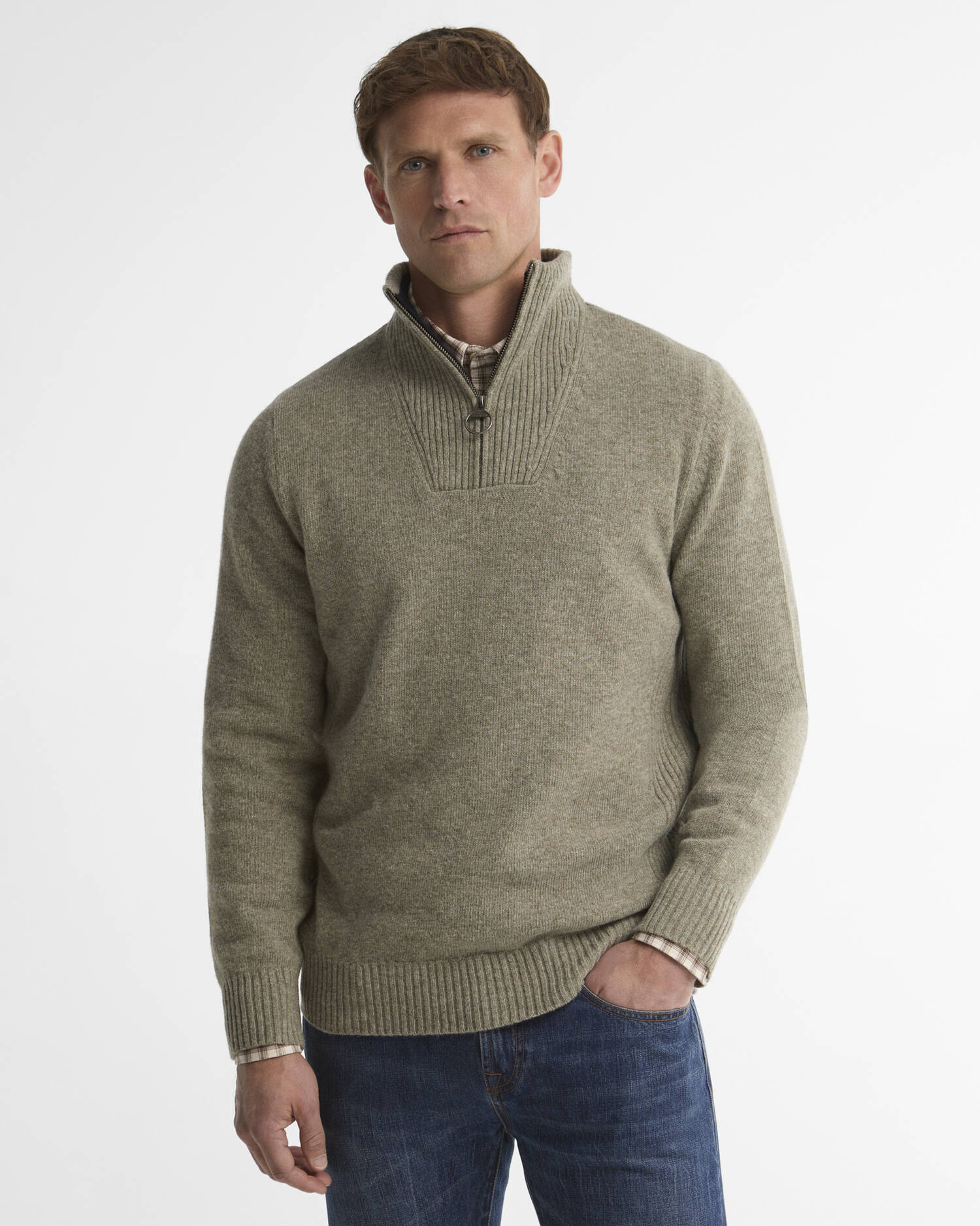 Nelson Essential Quarter-Zip Jumper Shadow Green image number 0