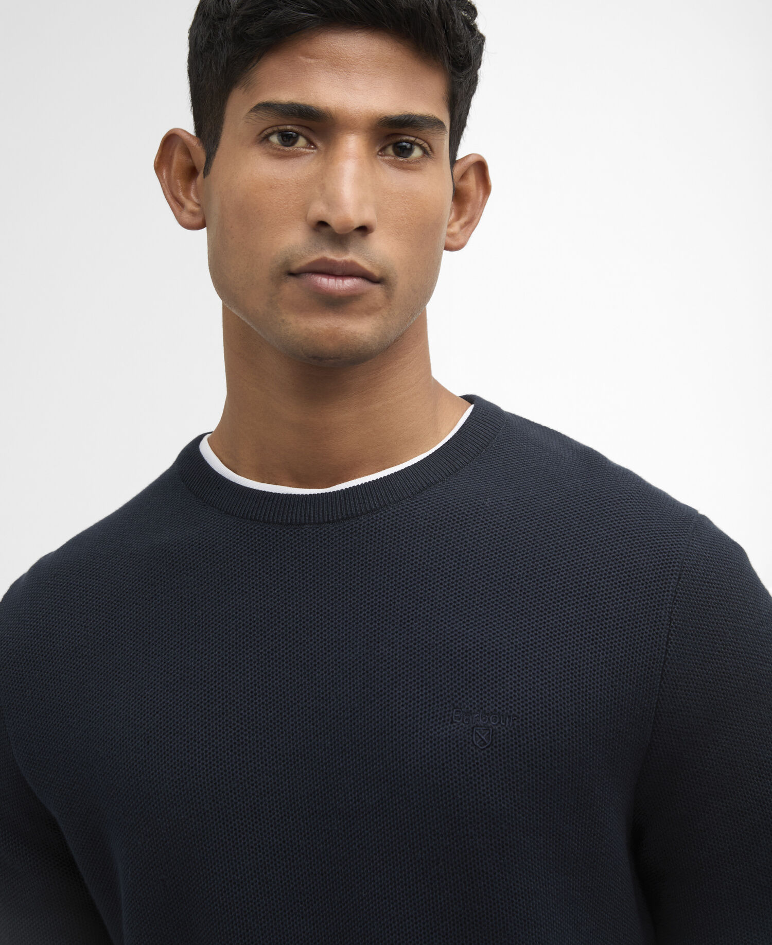 Maglione girocollo Essential a nido d&rsquo;ape Navy