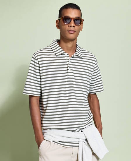 Farlam Striped Tailored Polo Shirt Whisper White
