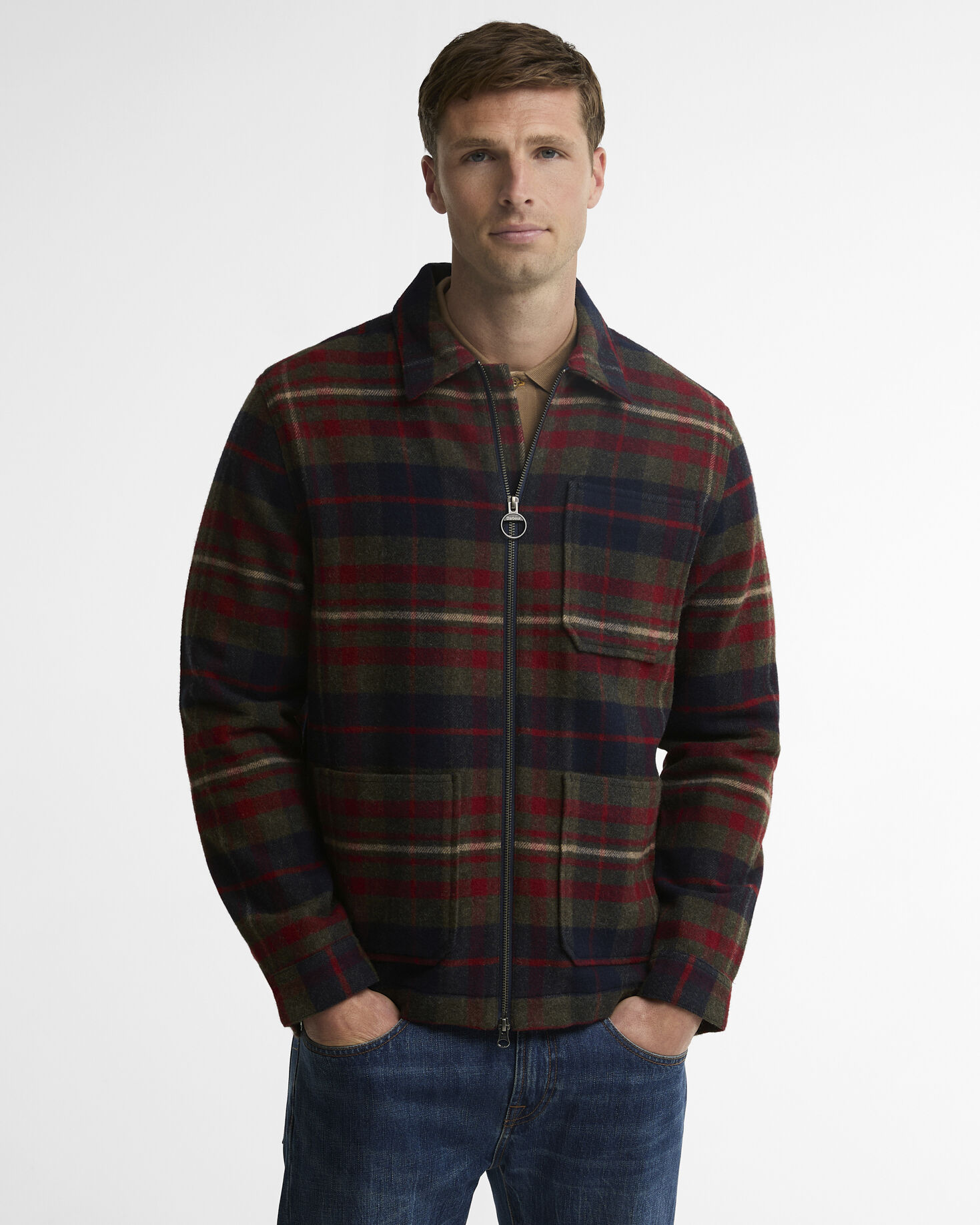 Southview Checked Overshirt Olive