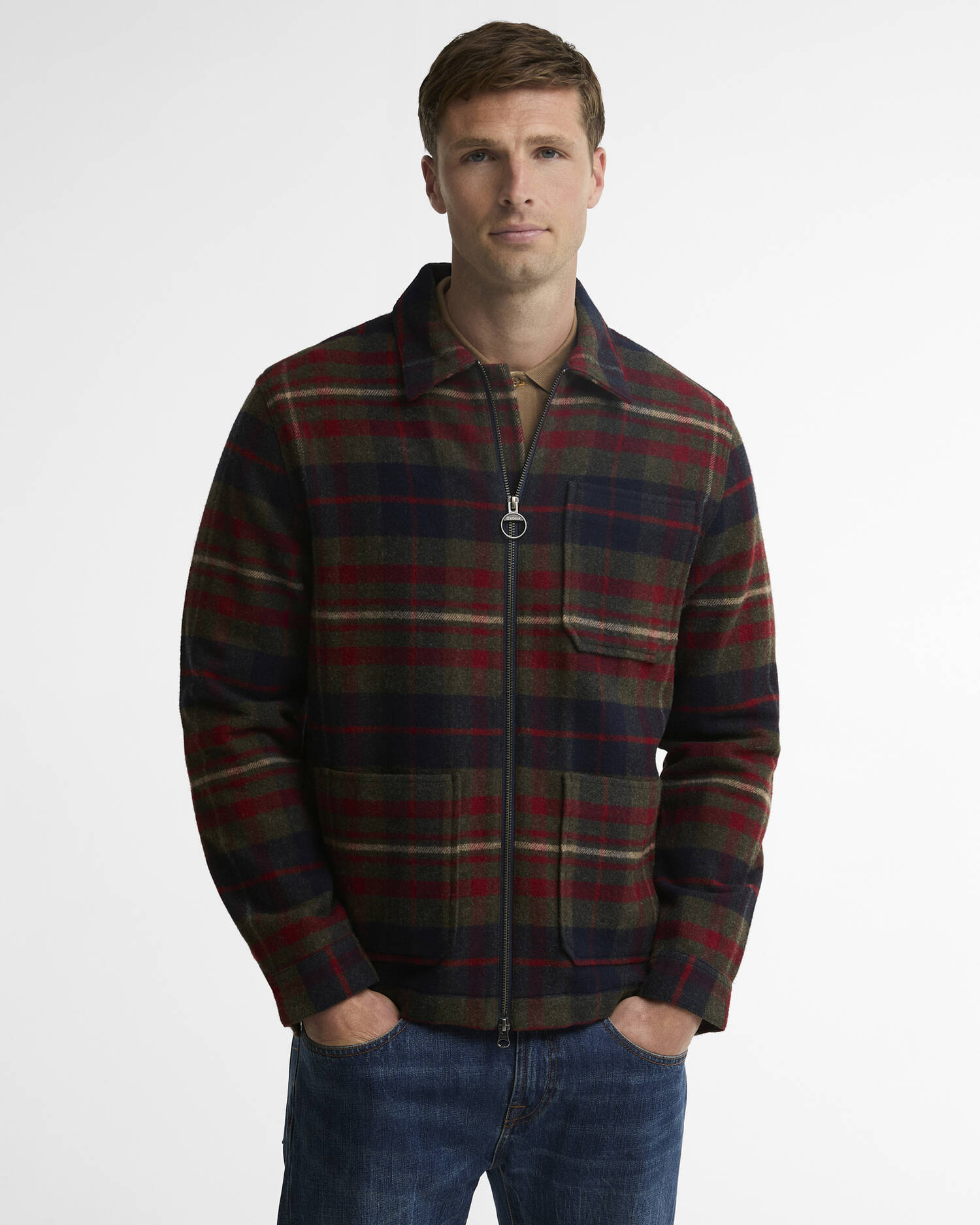 Southview Checked Overshirt Olive image number 0