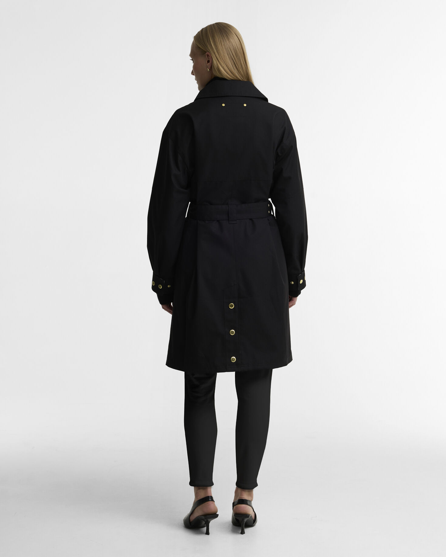 Gea Showerproof Trench Coat Black/Northumberland Check