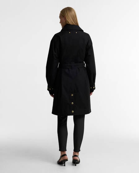 Gea Showerproof Trench Coat Black/Northumberland Check