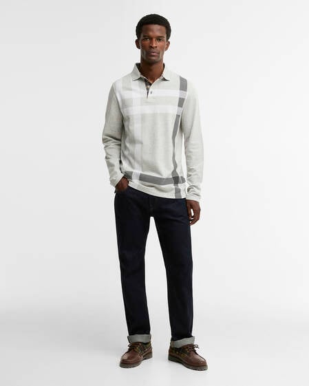 Blaine Tartan Long-Sleeved Polo Shirt Grey Marl