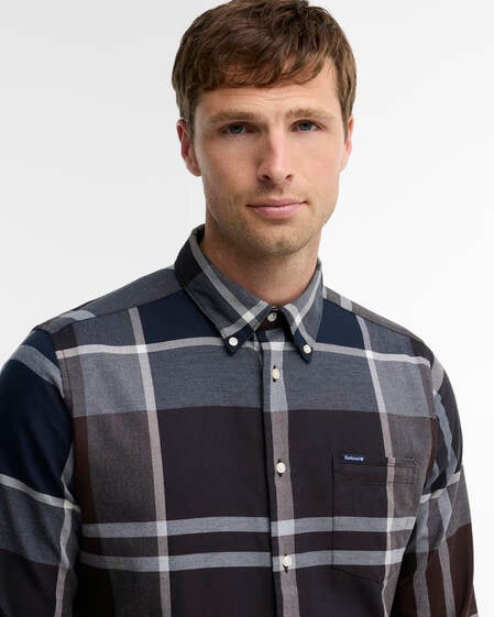 Camicia Dunoon a maniche lunghe dalla vestibilit&agrave; leggermente aderente Midnight Oak Tartan