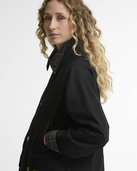 Barbour Wachsjacke Icons Tartan Collar Modern Beadnell Black/Classic