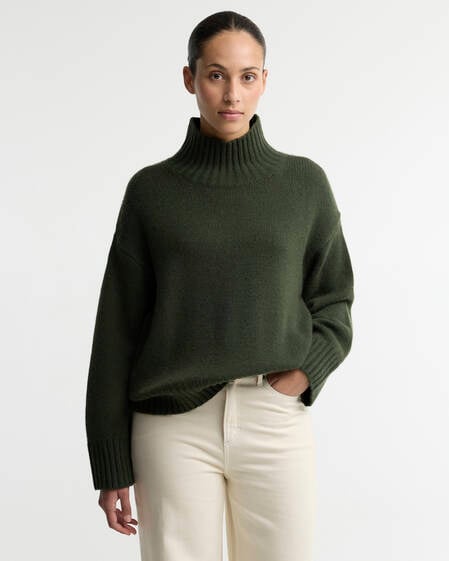Woodhouse Cashmere-Blend Funnel Neck Jumper Olive