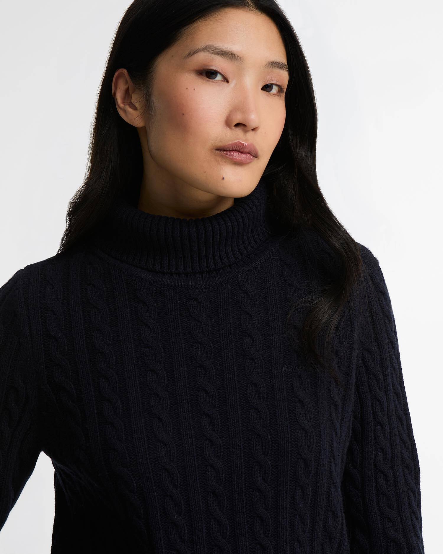 Ambleside Cable-Knit Rollneck Jumper Navy image number 3