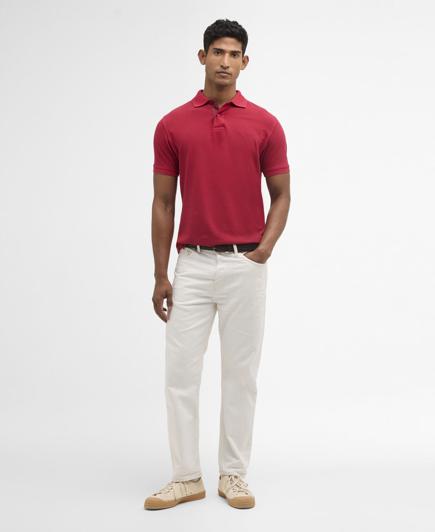 Poloshirt Washed Tartan Tailored Pique Washed Red