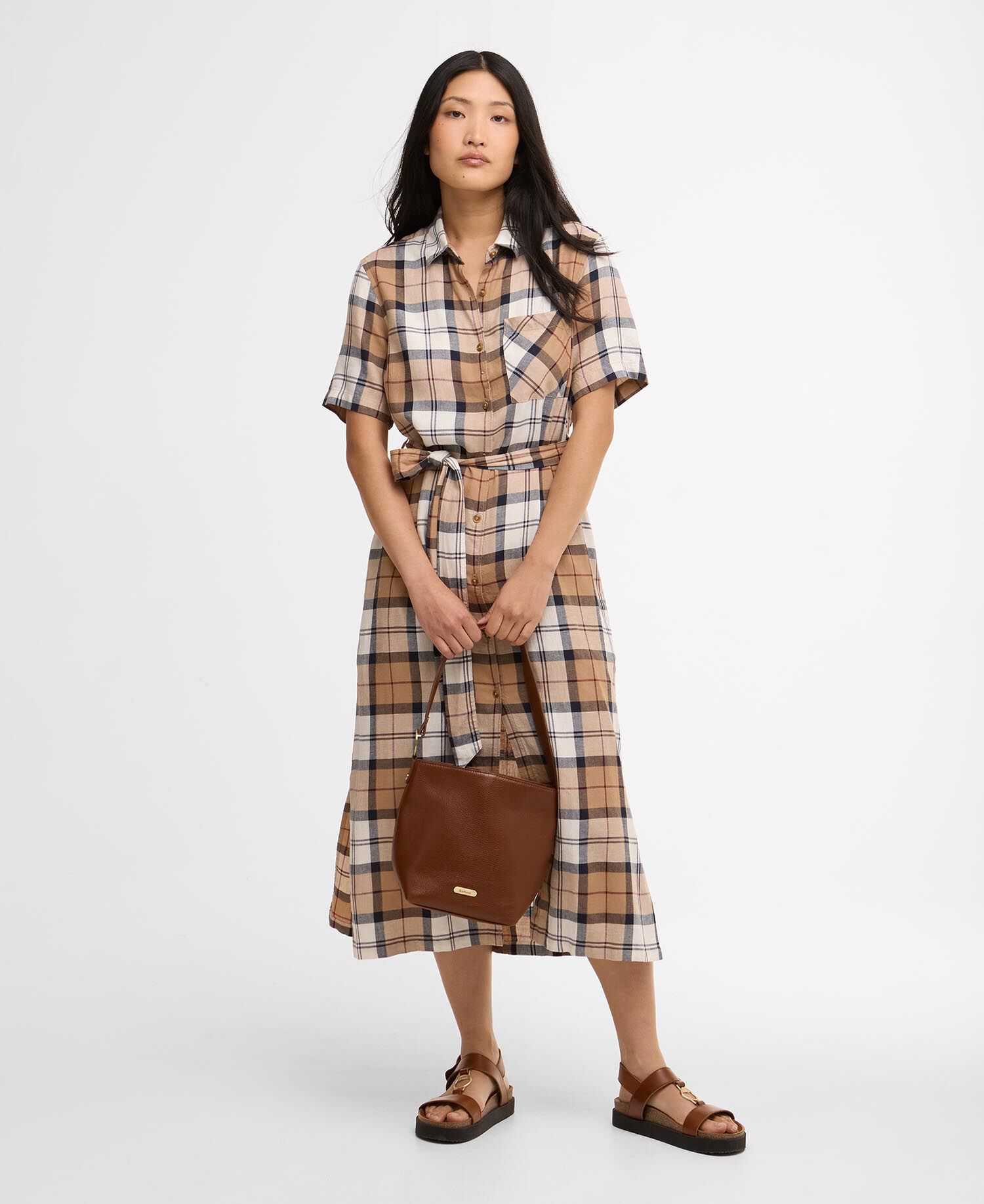 Abito midi in tartan Fern Hessian Tartan