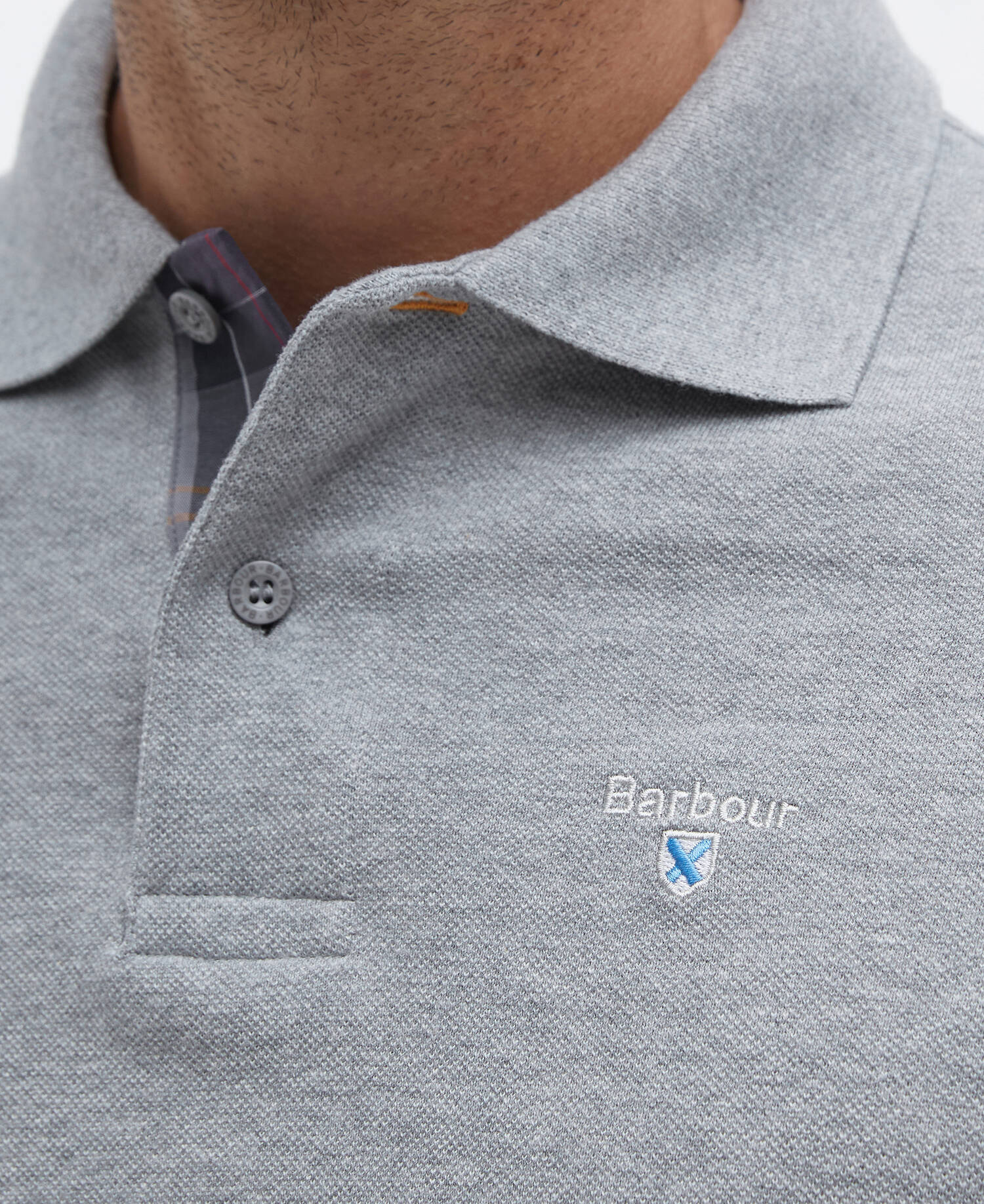 Tartan Pique Polo Shirt Grey Marl image number 4