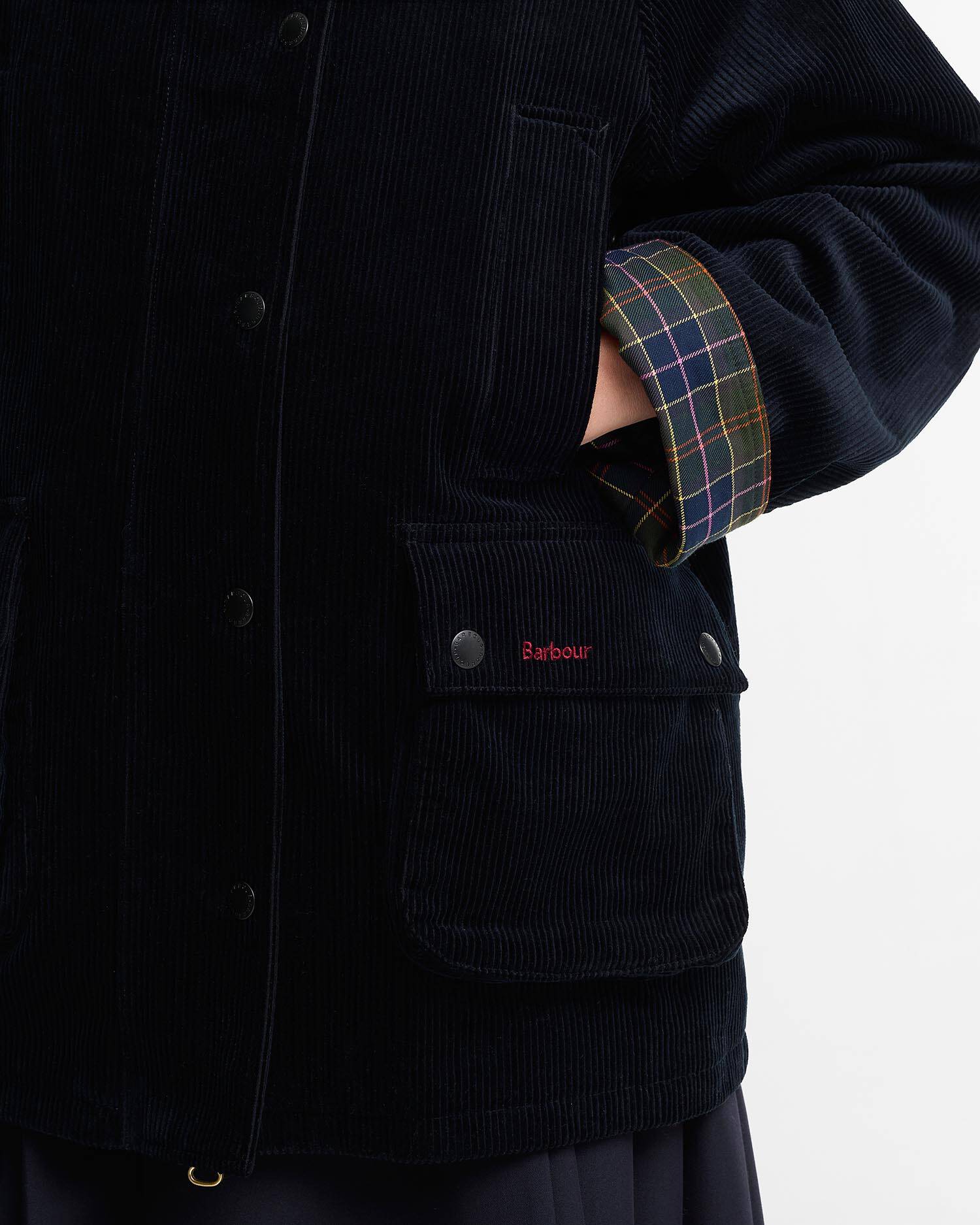 Paul Smith Loves Barbour Women's Cord Beaufort Casual Jacket Dk Navy/Classic/Muted image number 5