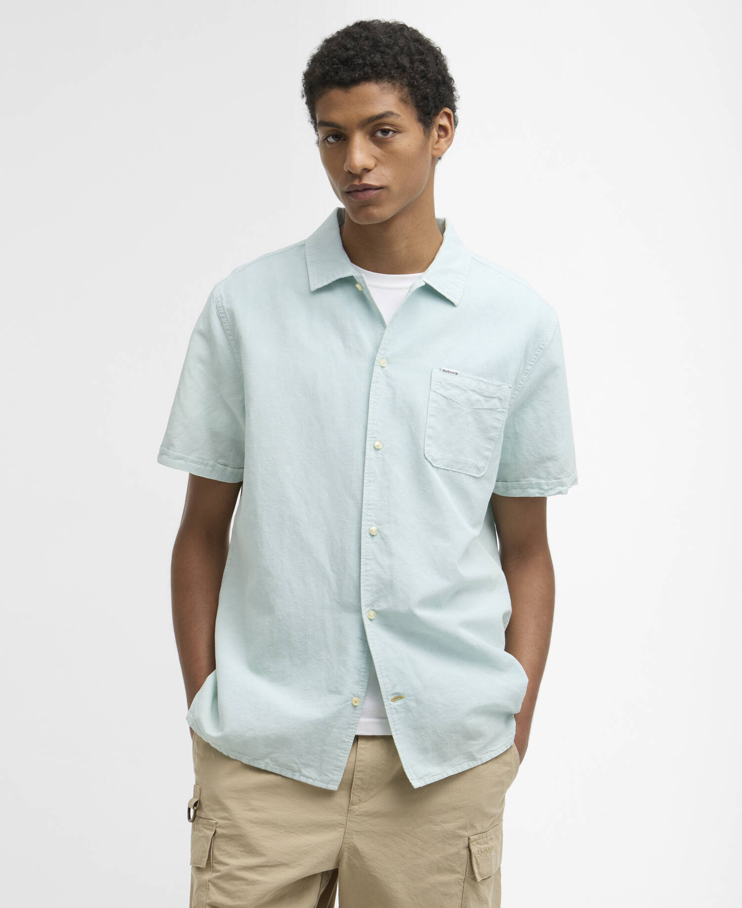 Landkey Overdyed Regular Short-Sleeved Shirt Mint Blue image number 0