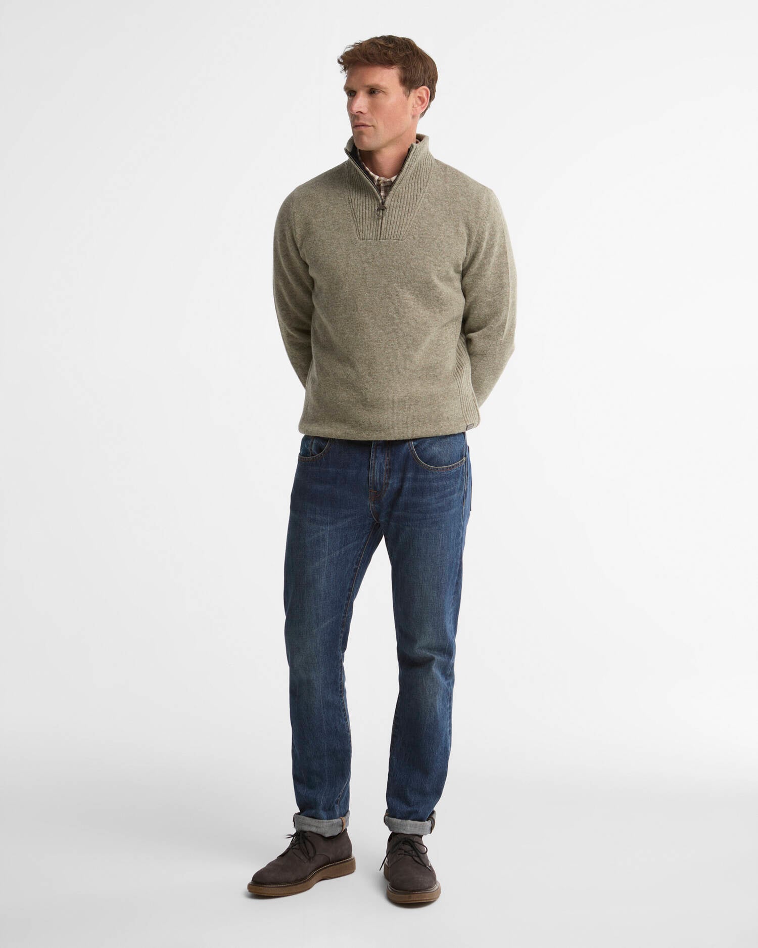 Nelson Essential Quarter-Zip Jumper Shadow Green image number 1