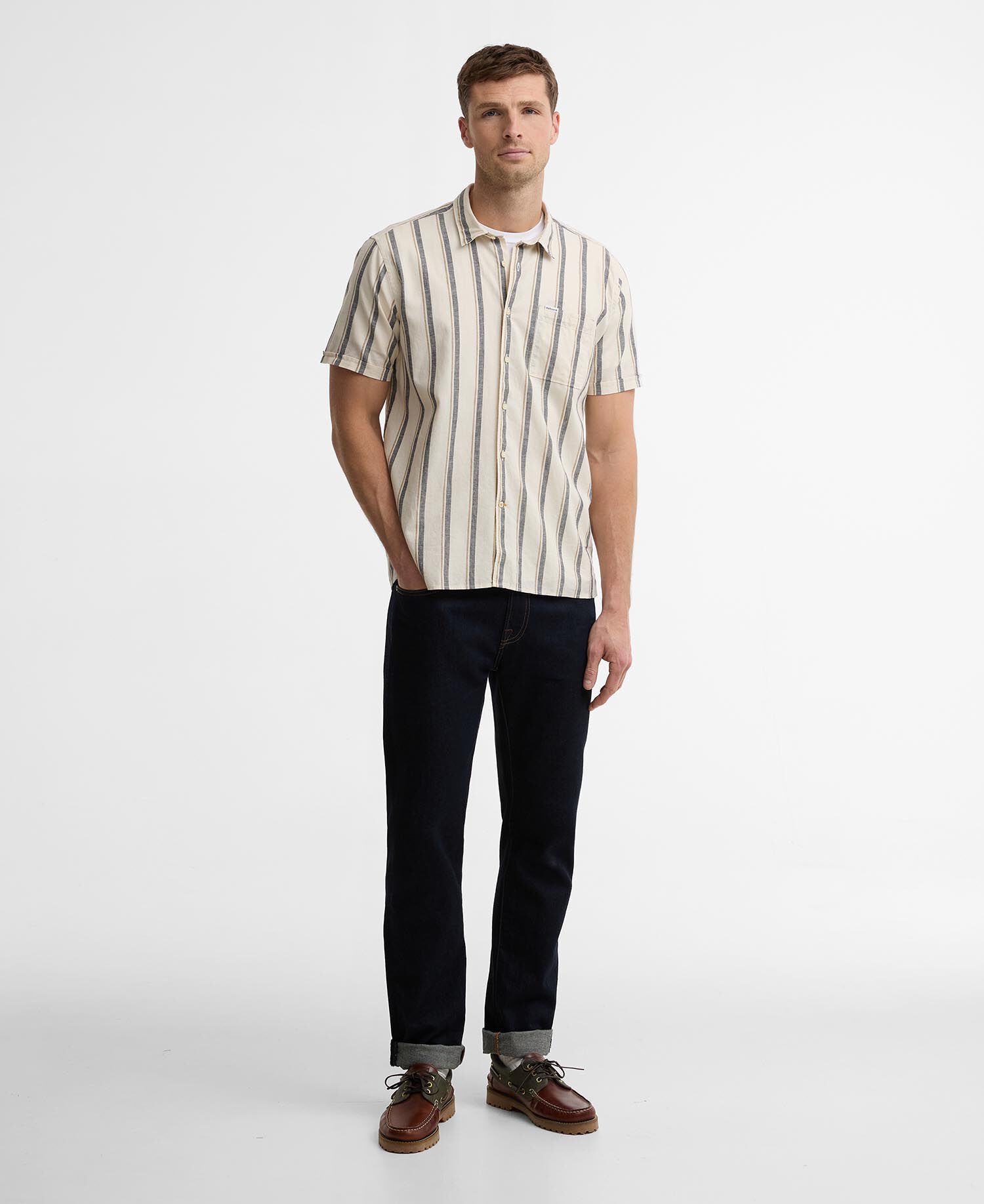 Barkend Striped Short-Sleeved Shirt Whisper White