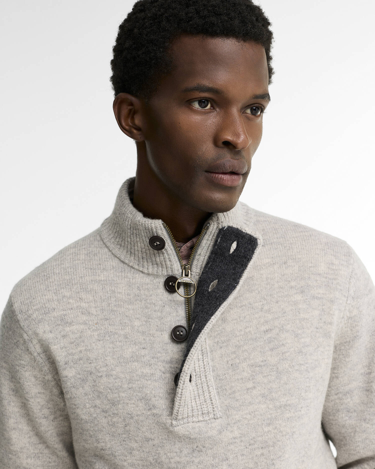 Essential Elbow Patch Jumper Light Grey Marl image number 3