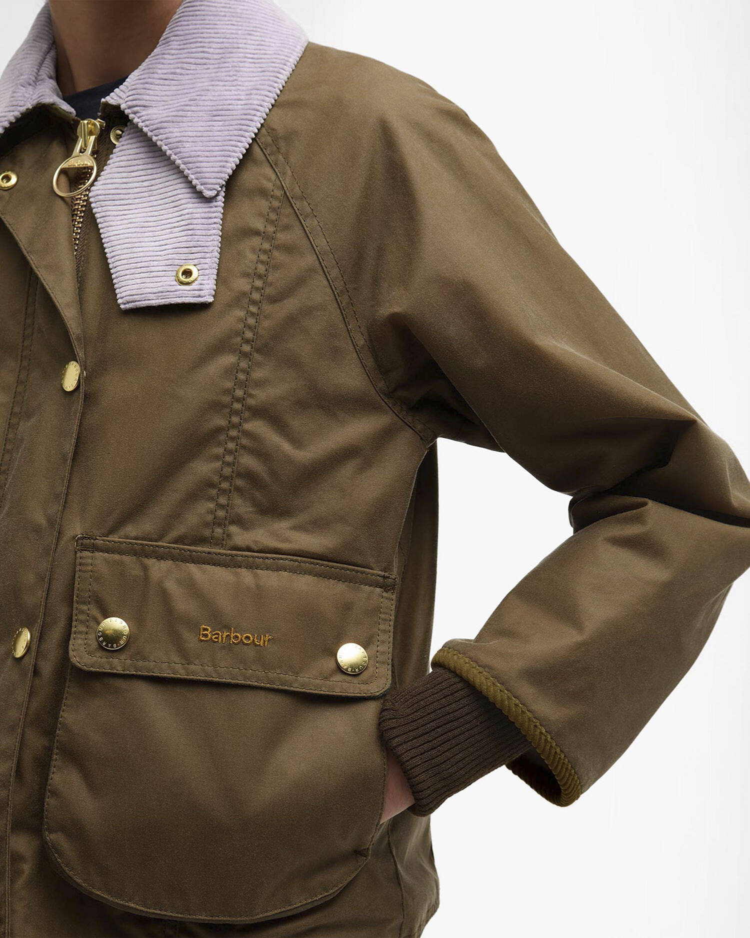 Cropped Beadnell Waxed Jacket Sand/Dress/Heather Mist image number 4