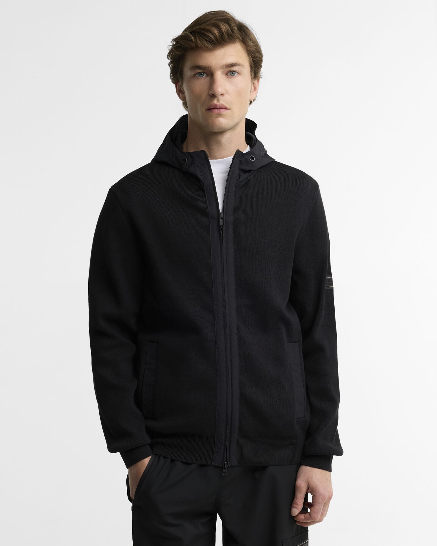 Inline Knitted Hoodie Black