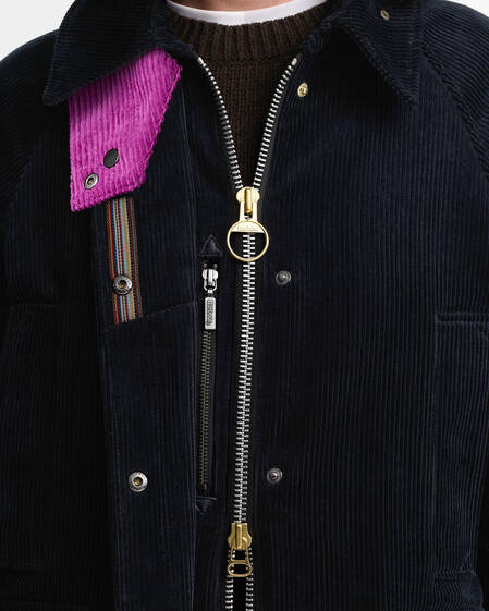 Paul Smith Loves Barbour Women's Cord Beaufort Casual Jacket Dk Navy/Classic/Muted
