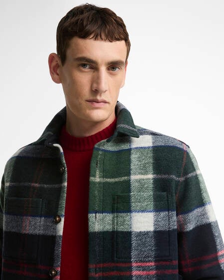 Woodlane Brushed Check Overshirt Evergreen Tartan
