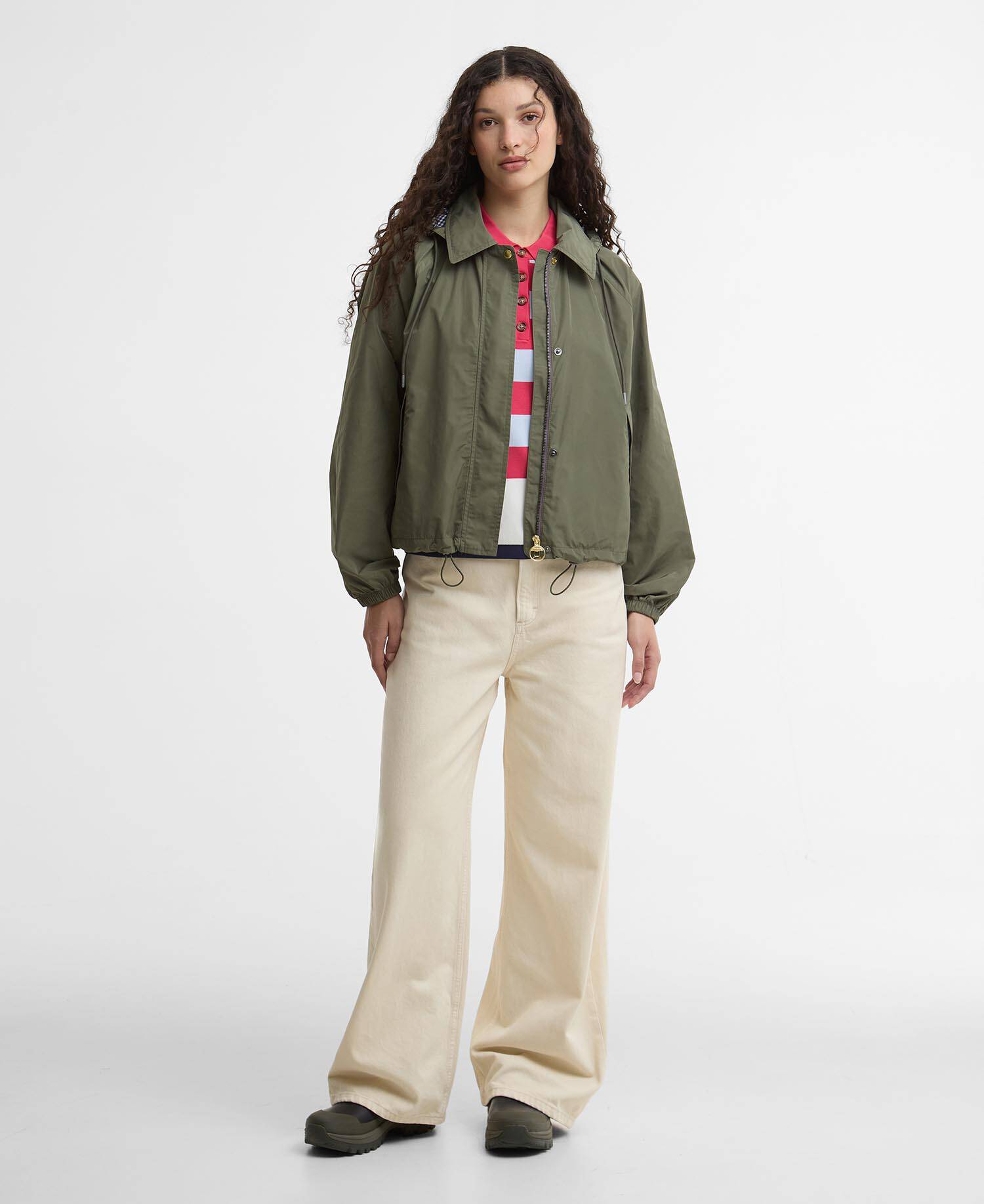 Paul Smith Loves Barbour Broomhill Showerproof Jacket Dusky Khaki/Navy/White Gingham image number 1