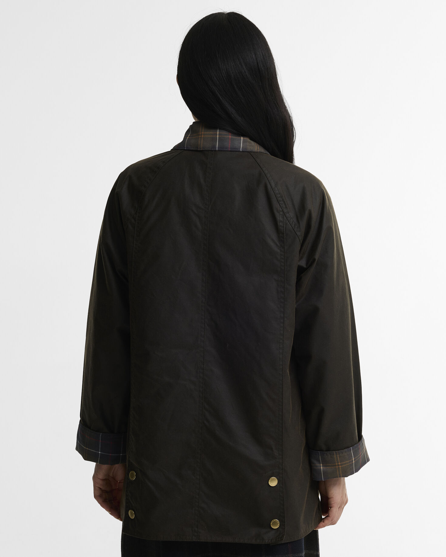 Giacca cerata Modern Beadnell con colletto in tartan Icons Olive/Classic
