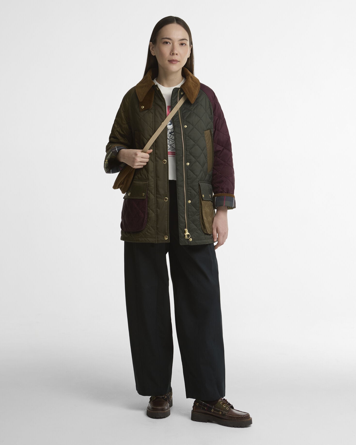 Patchwork Bedale Quilted Jacket Olive/Beech/Dk Olive/Merlot/Classic