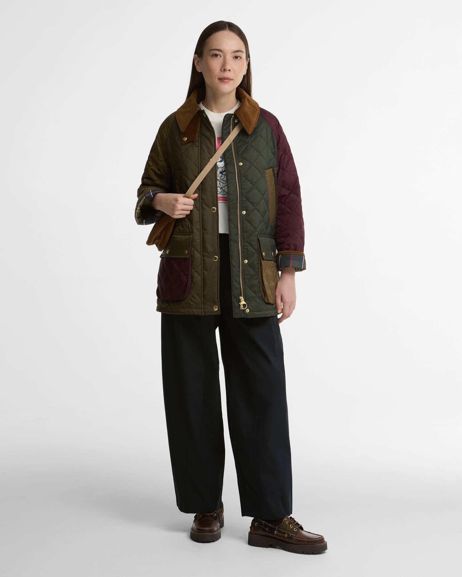Patchwork Bedale Quilted Jacket Olive/Beech/Dk Olive/Merlot/Classic image number 1