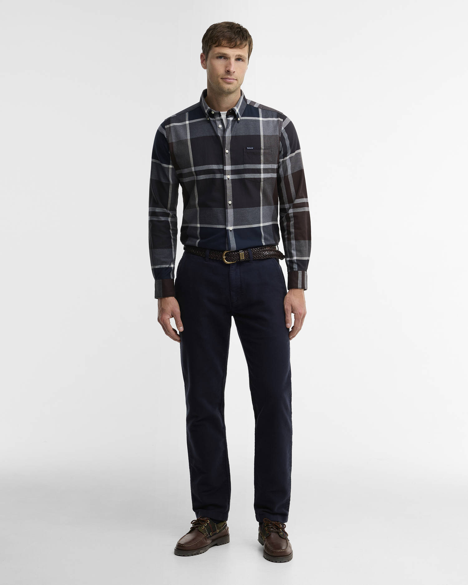 Dunoon Tailored Long-Sleeved Shirt Midnight Oak Tartan image number 1