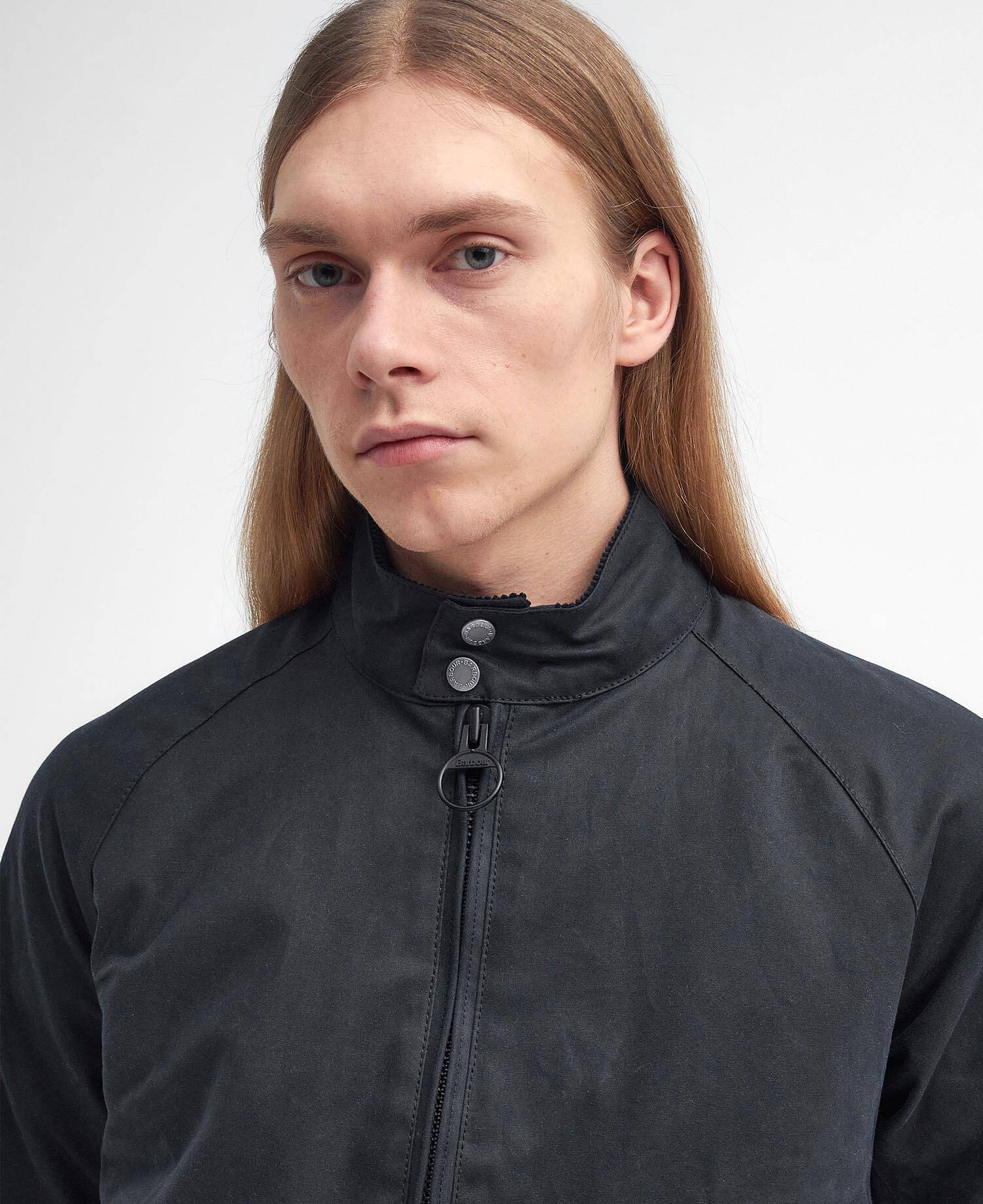 Barbour x Baracuta Porton Waxed Harrington Jacket Black image number 3