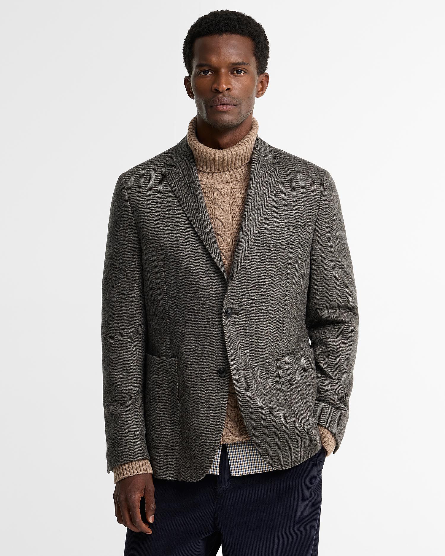 Barbour Blazer Fairford Herringbone Grey Marl